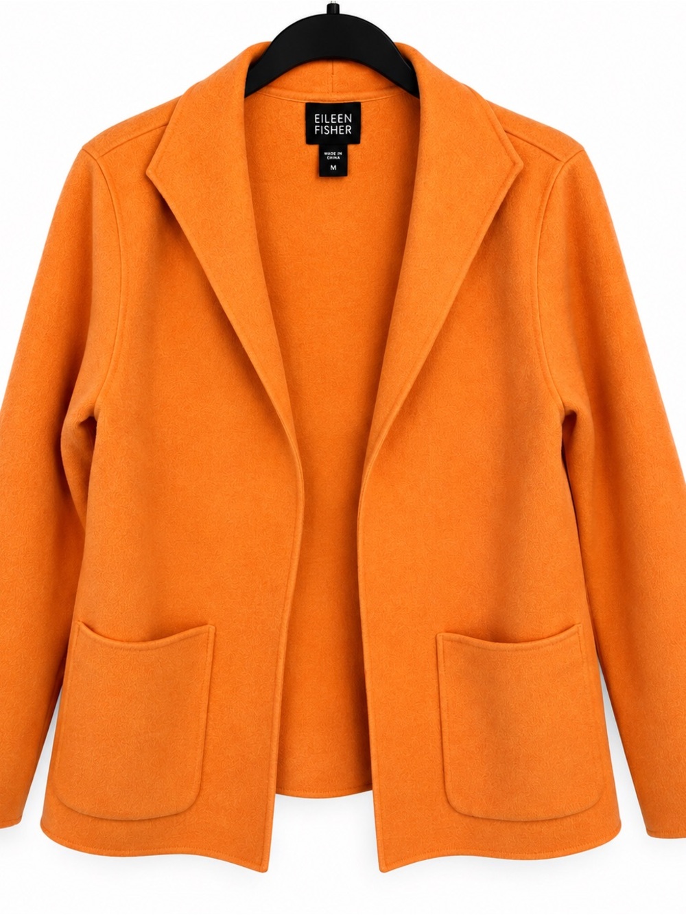 Eileen Fisher Bright Orange Open-Front Blazer Jacket